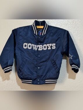 Vintage Kids Official NFL Dallas Cowboys Satin Snap Bomber Jacket Size 5-6